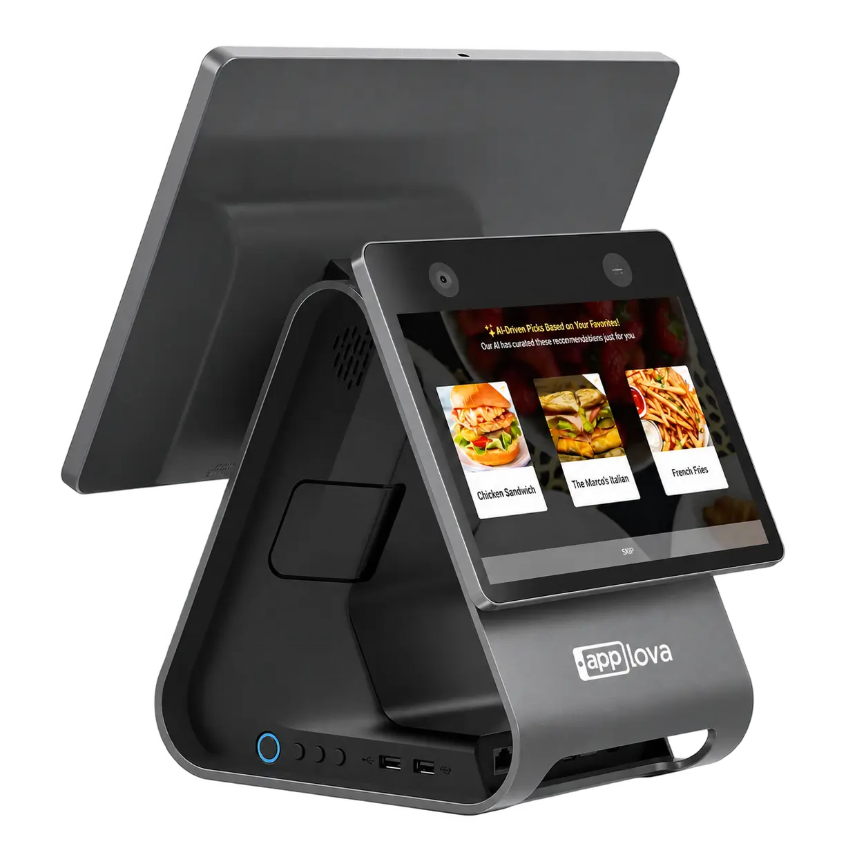 Applova POS customer-facing display showing AI-driven menu recommendations