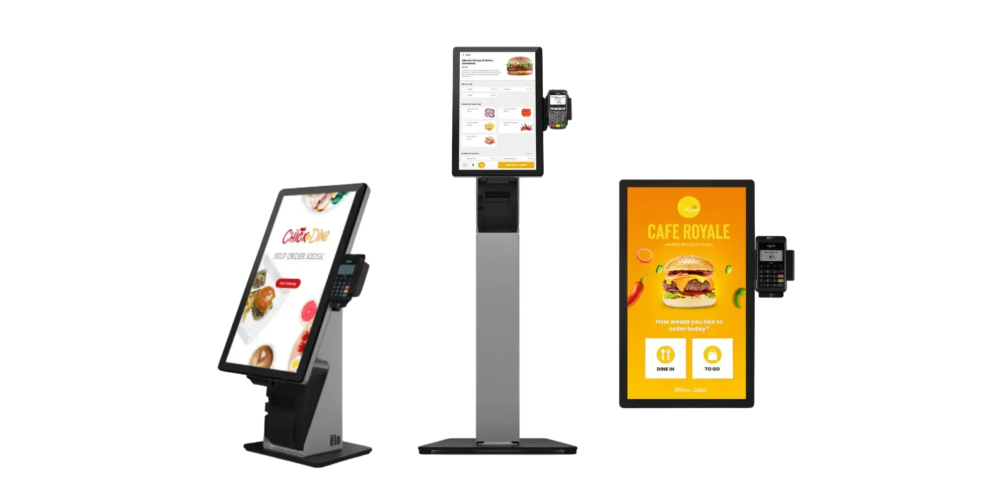 Type of Elo Kiosk that includes floor stand kiosk, counter top kiosk and wallmount kiosk