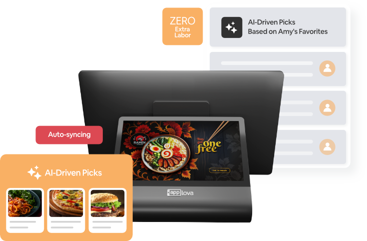 Applova POS system interface showing order management for fast casual restaurant