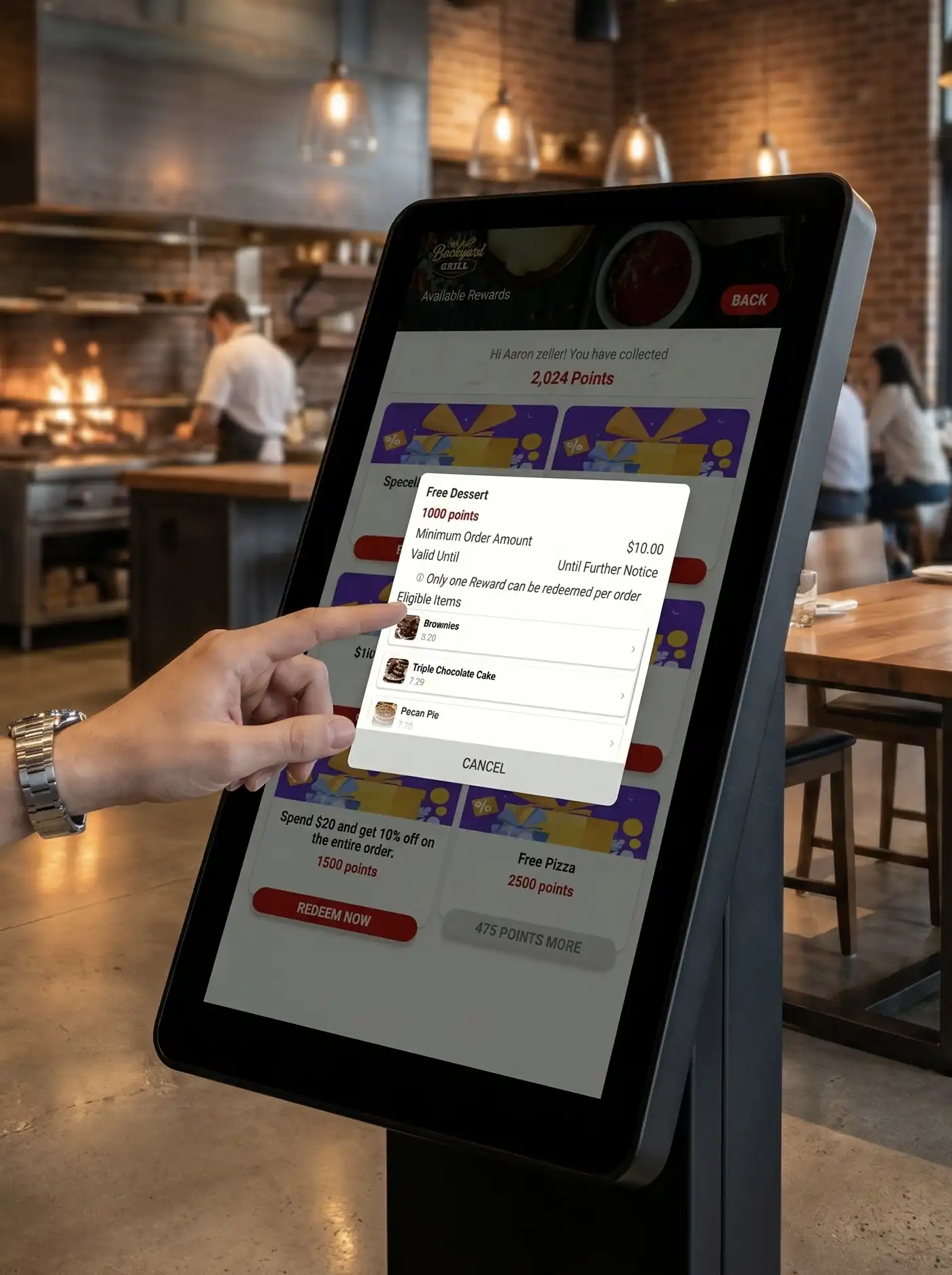 Self-Ordering Kiosk interface