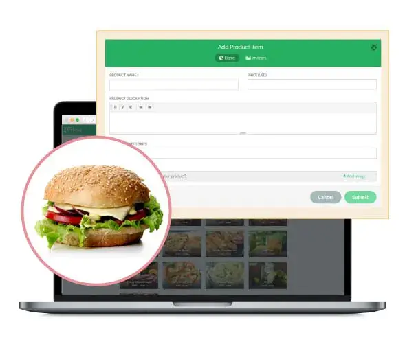 Configure menu categories and products online