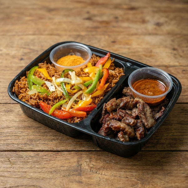 Beef suya & jollof rice